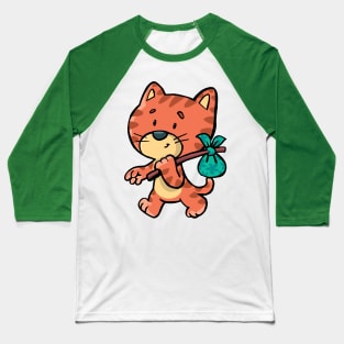 stray cat with a bundle on a stick Baseball T-Shirt